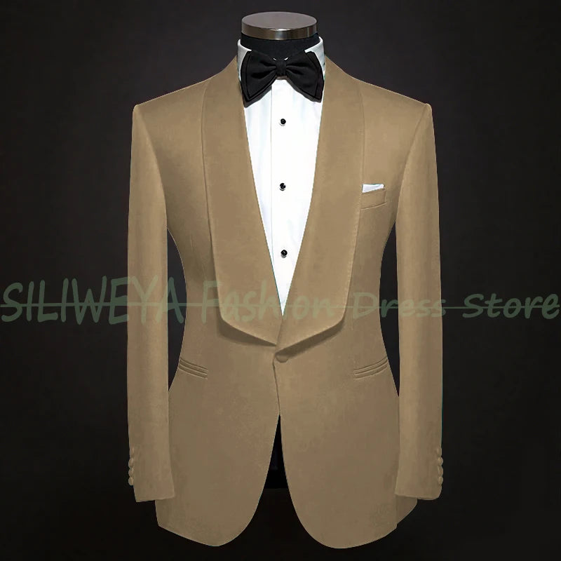 Single Breasted Men's Suit 2 Pieces Jacket Pants High Quality Male Clothing Dinner Party Tuxedo Customized