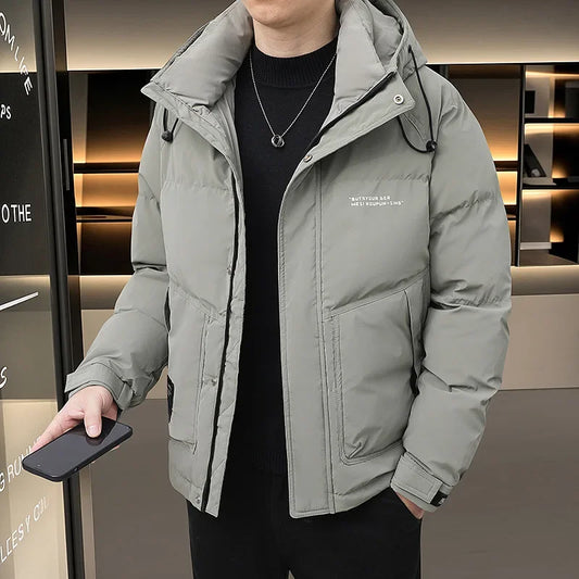 Trendy Plus Size Winter White Goose Down Jacket Men's High-End Feel Cropped Cross-Border Casual Scene Jacket Thickened