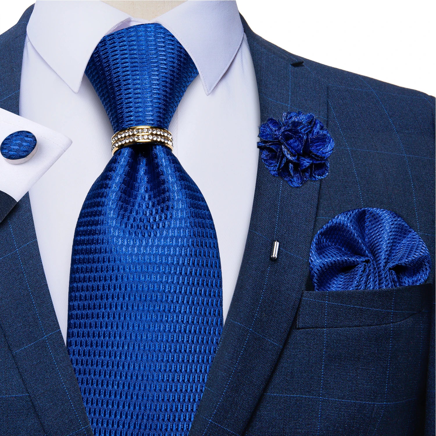 8cm Men Silk Tie White Solid Necktie Men's Formal Wedding Party Ties Cufflinks Hanky Flower Brooch Set Men Gift Corbatas DiBanGu
