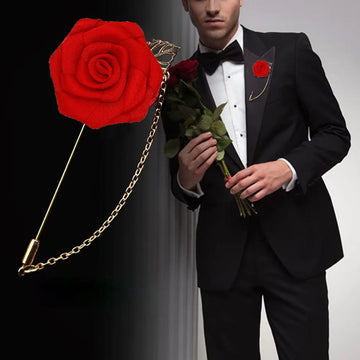 Men‘s Suit Stylish Flowers Leaf Groom Boutonniere Roses Lapel Pin Brooches Jewelry Brooch Pins Fashion Accessories