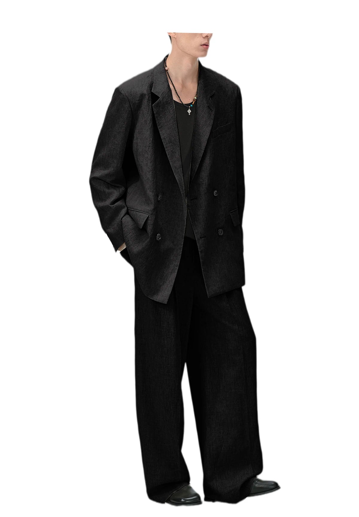 Men's Linen Suit 2-Piece Double Breasted Slim Fit Blazer Straight Leg Pants For Summer Casual Business Wedding Streetwear