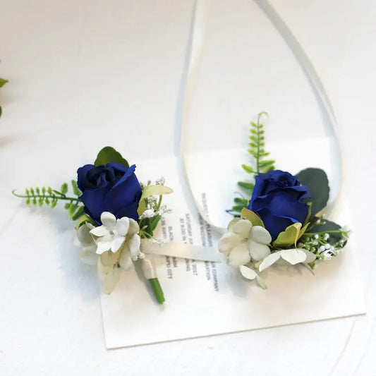 Boutonnieres Flowers Artificial Roses Silk Ivory Corsage Buttonhole Groomsmen Boutonniere for Men Wedding Accessories