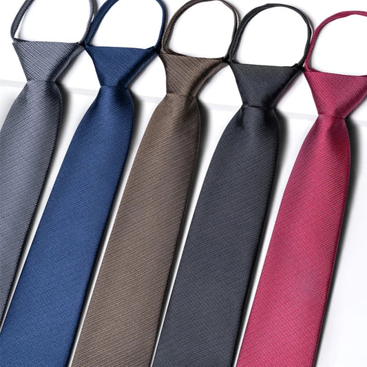 48*6 CM 30 Styles Zipper Mens Tie Skinny Necktie Fashion Business Casual Lazy Pre-tied Striped Solid Color Flower Pattern