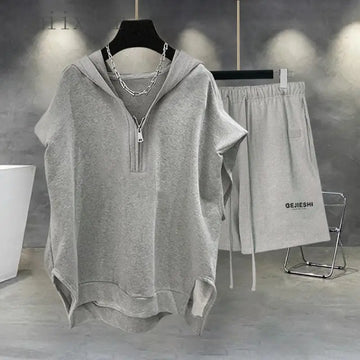 Korean Large Size Casual Sports Shorts Single Piece/suit Men Trend All-match Fashion Straight Leg Loose Half Pants Streetwear