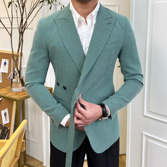 Homens com treliça blazer britânica de luxo britânica hombre hombre mariage homme fumando homme negócios blazer hombre gentleman