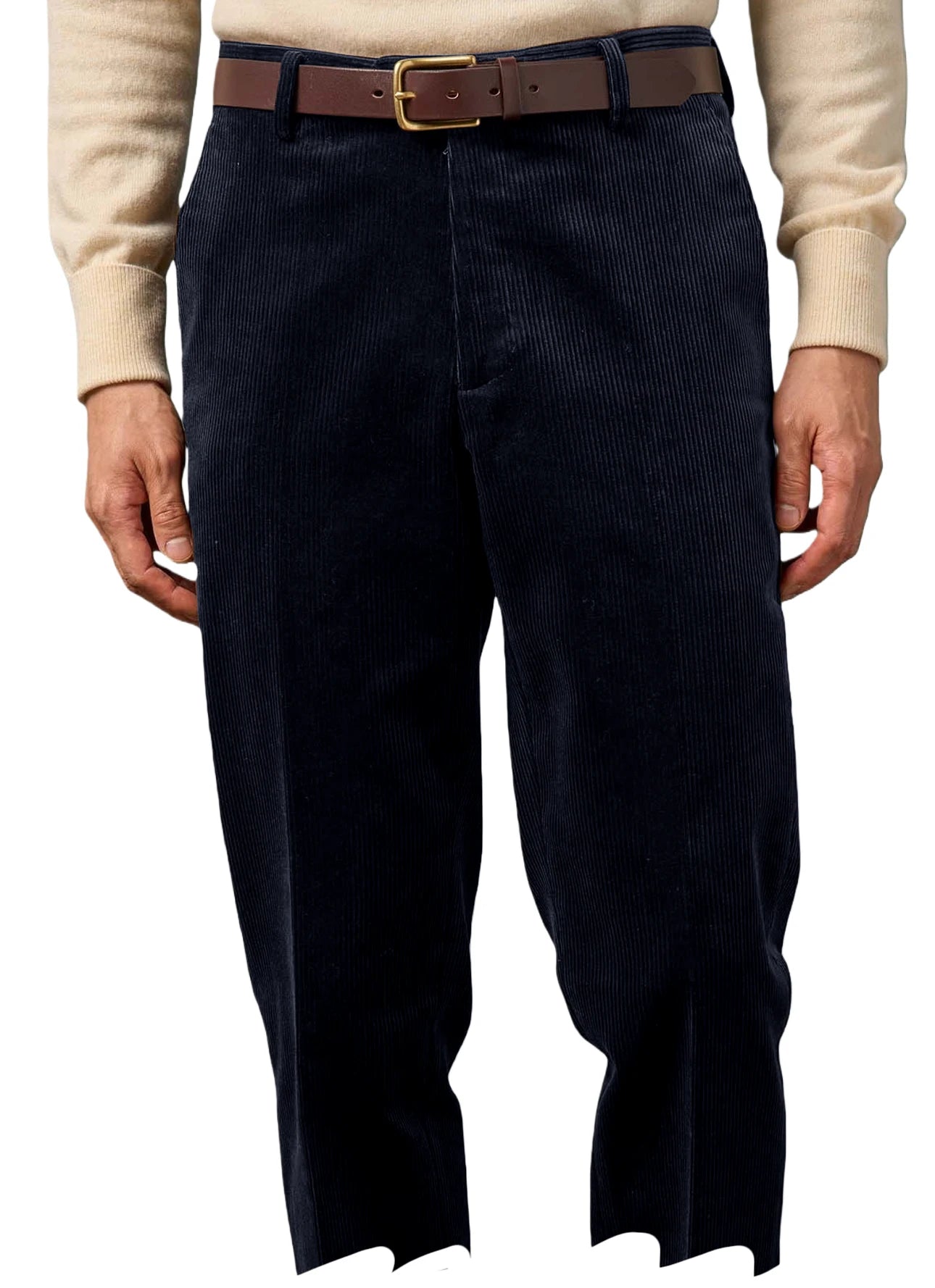 Men's Corduroy Pants High Waist Straight Classic Fit Wrinkle-Resistant Trousers For Business Casual Daily Wear Streetwear