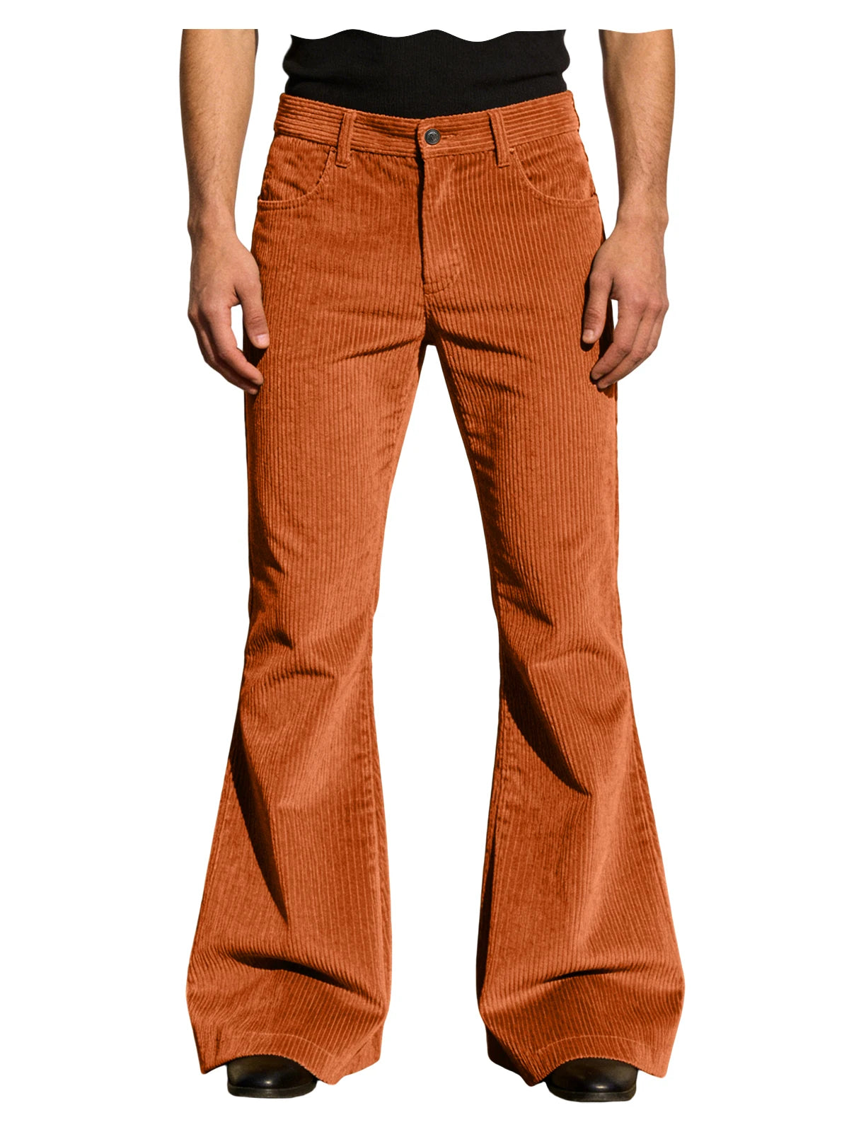Men's Corduroy Flare Pants Vintage High Waist Bell Bottom Trousers Retro 70s Style Casual Pants for Daily Wear Streetwear