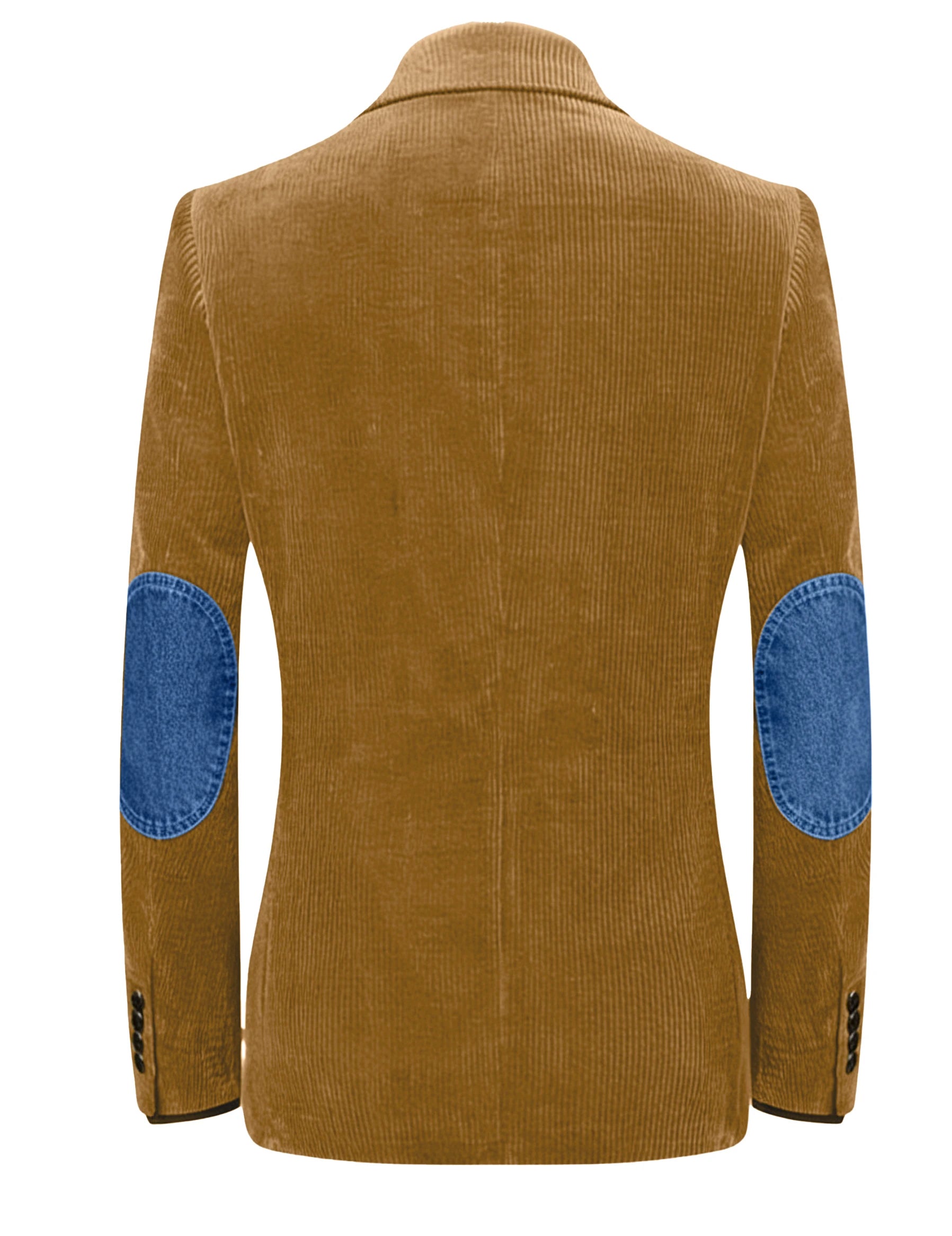 Vintage Men's Corduroy Blazer Jacket with Denim Elbow Patches Casual Business Notch Lapel Suit Sport Coats for Men Spring