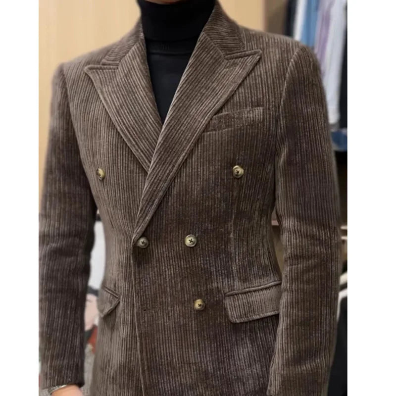 Blazer rétro à double randonnée Hombre Hombre Mabinet décontracté mince Gentleman Gentleman Suit Blazers Chaquetas Hombre de Vestir