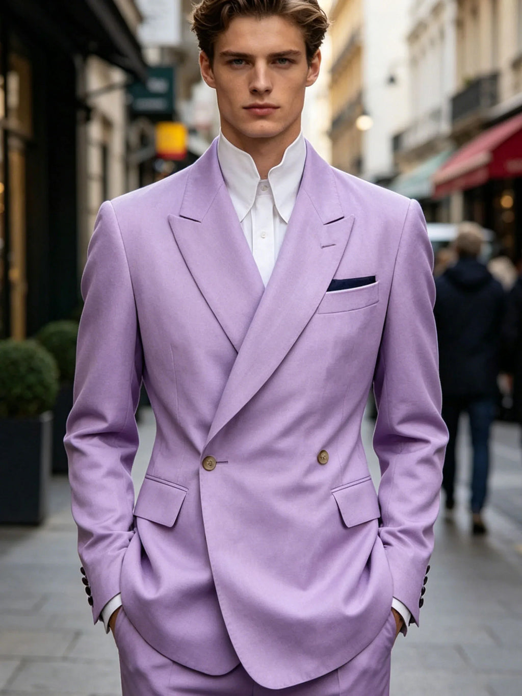 Elegant Men's Linen Cotton Blazer Double Breasted Slim Fit Peak Lapel Breathable Wrinkle Resistant Summer Sport Coat For Wedding