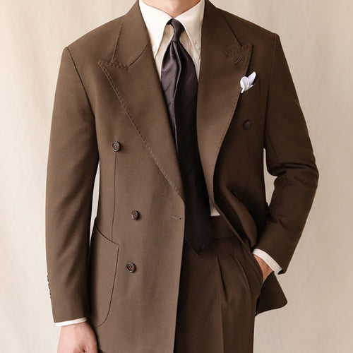 British Style Men Suits Casual Business Double Breasted Suit Jacket Wedding Groom Business Social Banquet Tuxedo Costume