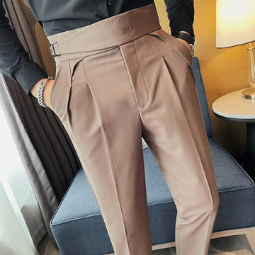 Kleiderhose für Männer Hochwertiger Herbst Winter neuer Männer formelle Hosen Schlanker fit Anzughose koreanische Luxuskleidung Schwarz/Kaffee