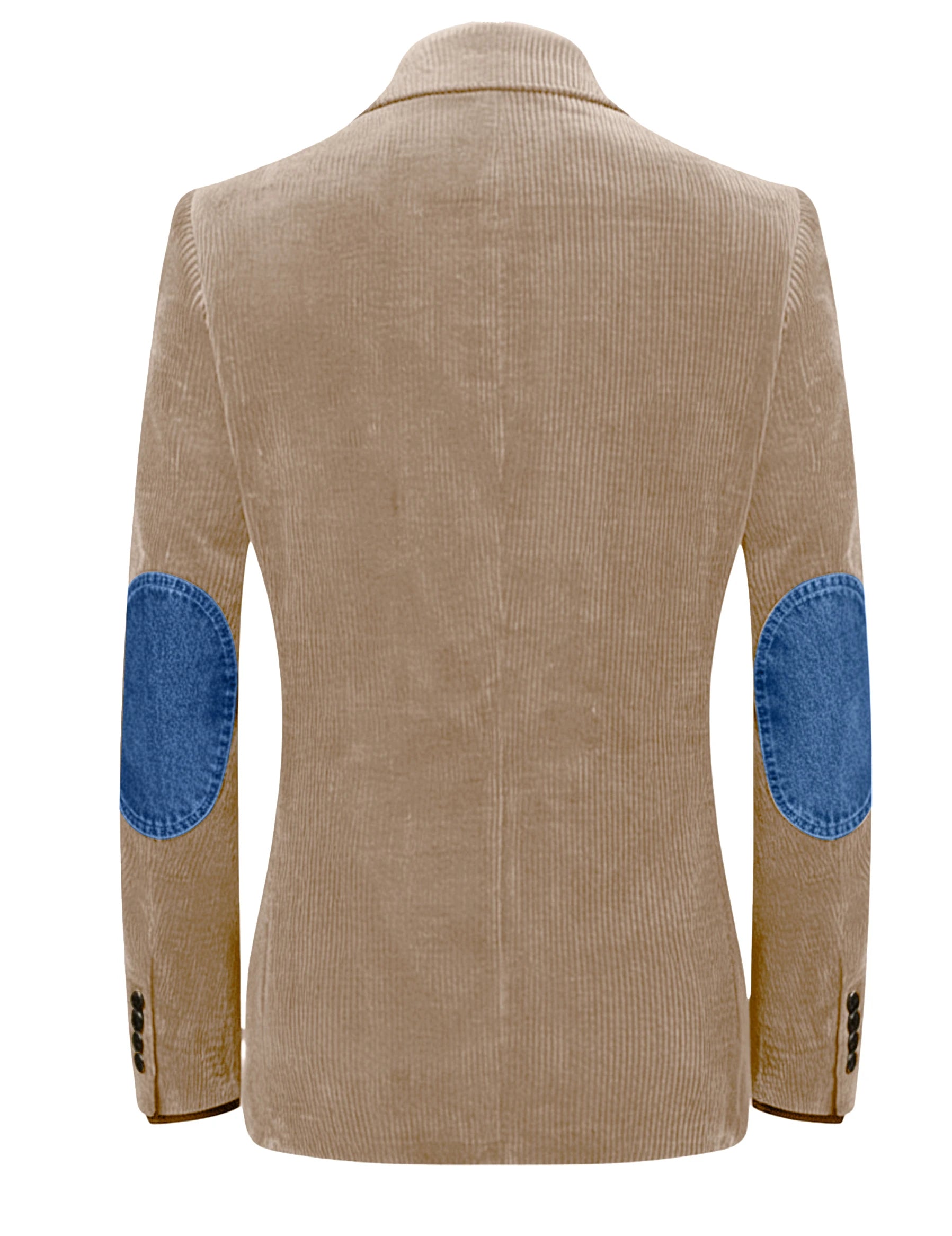 Vintage Men's Corduroy Blazer Jacket with Denim Elbow Patches Casual Business Notch Lapel Suit Sport Coats for Men Spring