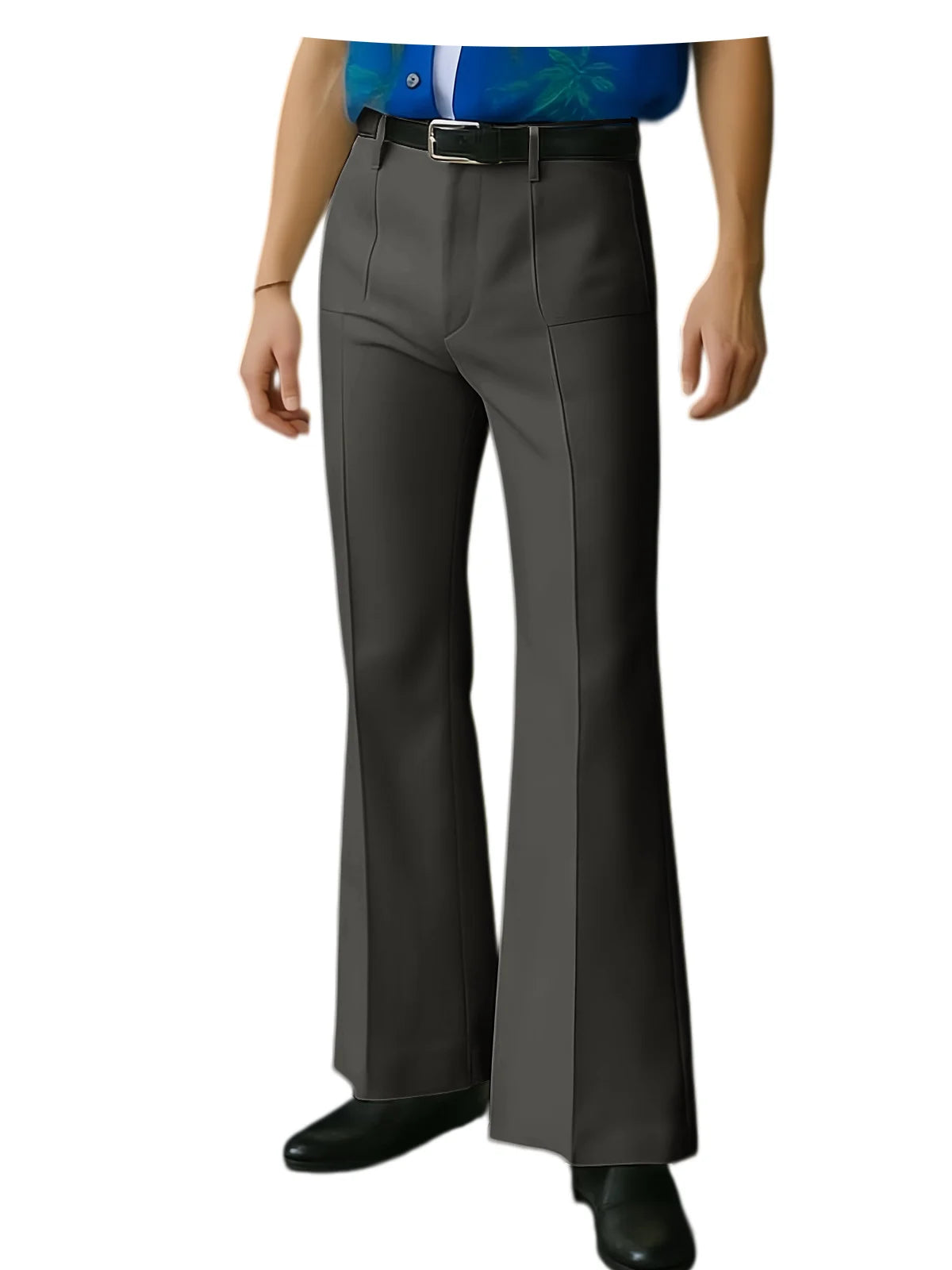 Vintage Men's Flare Pants High Waist Pleated Suit Trousers Formal Business Bell Bottom Pants For Casual Party Wedding Streetwear