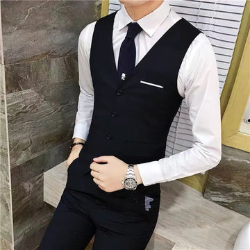M-7XL Spring/summer Man Suit Vest Sleeveless Vest with Adjustable Waist Single Breasted Solid Color Business Suit Vest Wedding