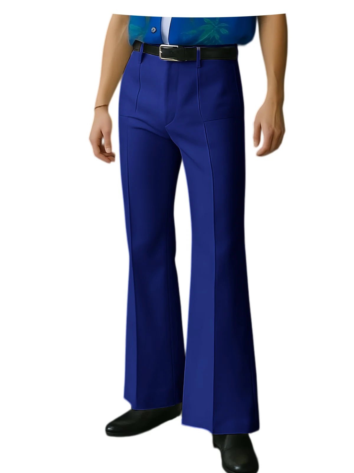 Vintage Men's Flare Pants High Waist Pleated Suit Trousers Formal Business Bell Bottom Pants For Casual Party Wedding Streetwear