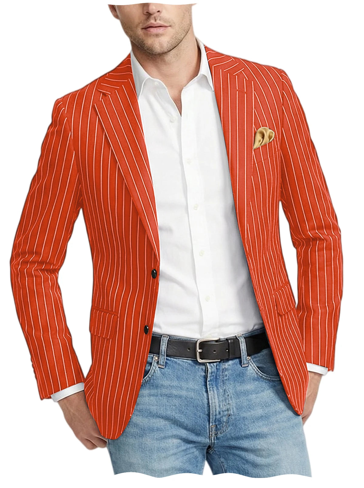 Men's Pinstripe Blazer Jacket Casual Slim Fit  Business Striped Blazer with Pocket Lightweight for Party Wedding Streetwear
