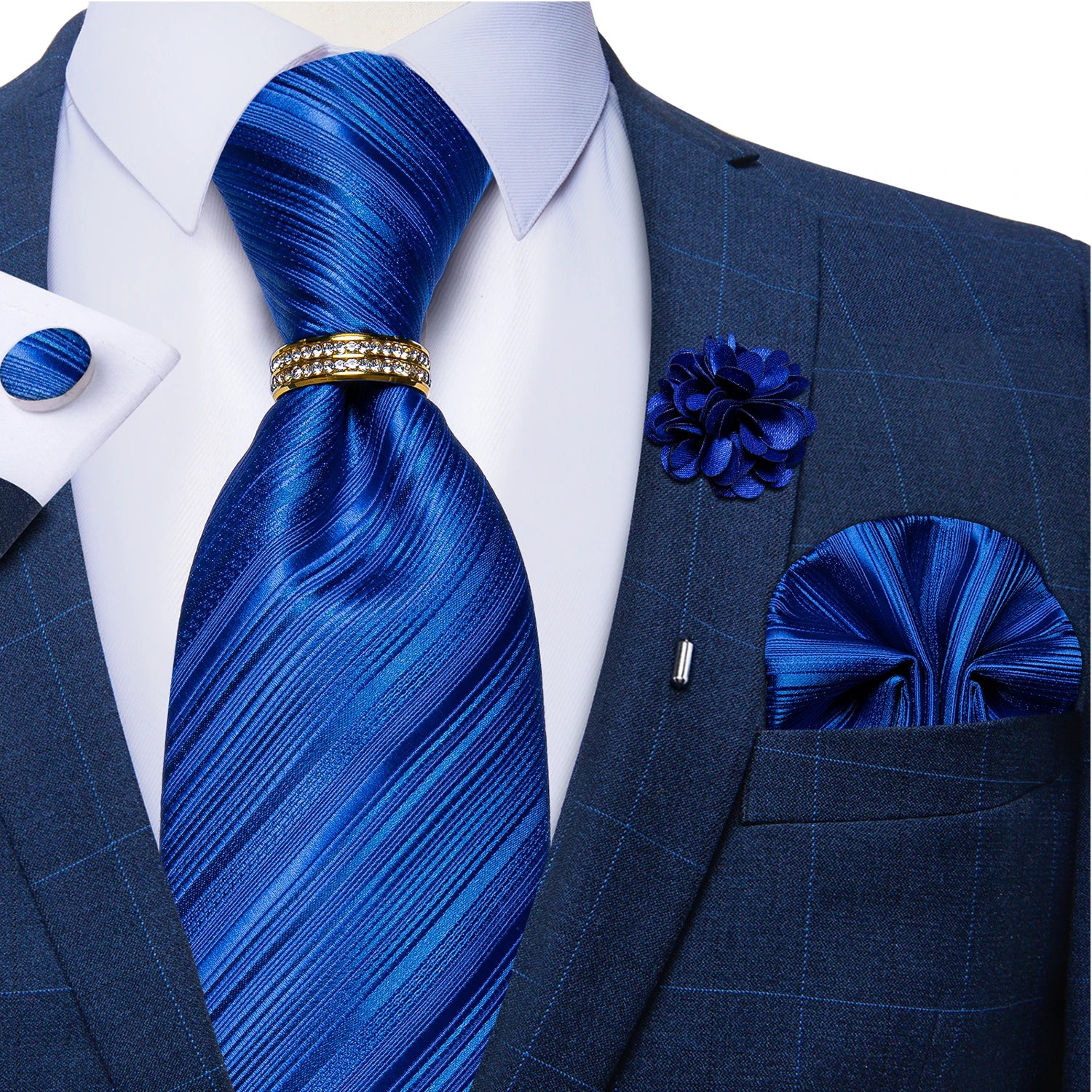 8cm Men Silk Tie White Solid Necktie Men's Formal Wedding Party Ties Cufflinks Hanky Flower Brooch Set Men Gift Corbatas DiBanGu