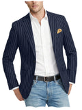 Men's Pinstripe Blazer Jacket Casual Slim Fit  Business Striped Blazer with Pocket Lightweight for Party Wedding Streetwear