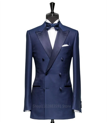 Tuxedos de noivo de casamento azul marinho clássico para o palco de festas de baile duplo seio fito masculino fito