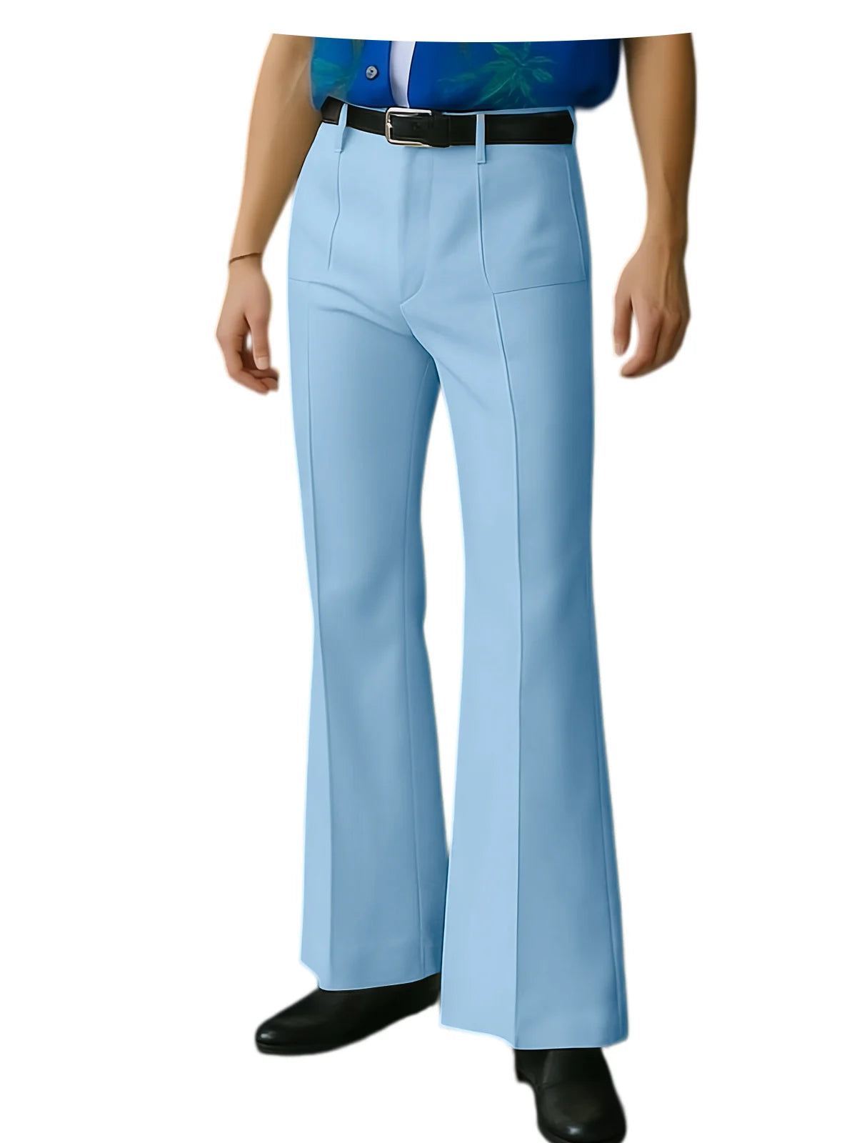 Vintage Men's Flare Pants High Waist Pleated Suit Trousers Formal Business Bell Bottom Pants For Casual Party Wedding Streetwear