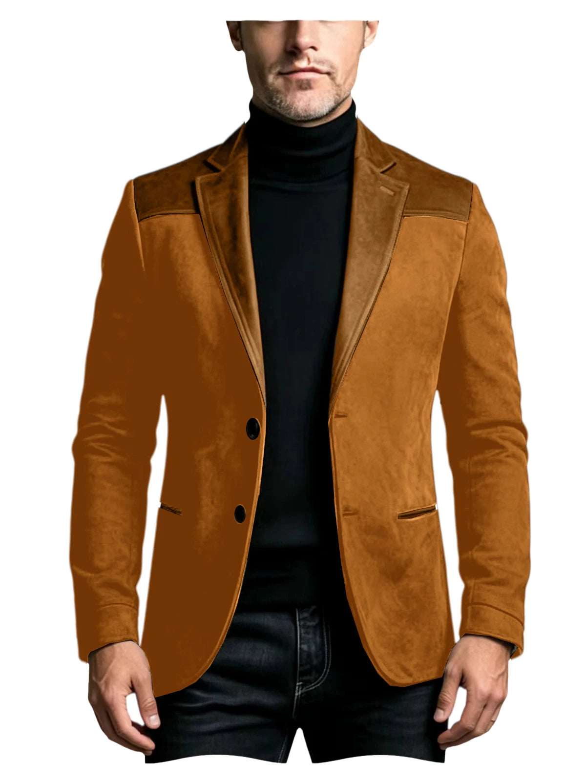 Men Suede Patchwork Lapel Blazer Slim Fit Color Block Suit Jacket Business Streetwear Outerwear For Party Daily Evening Outfits