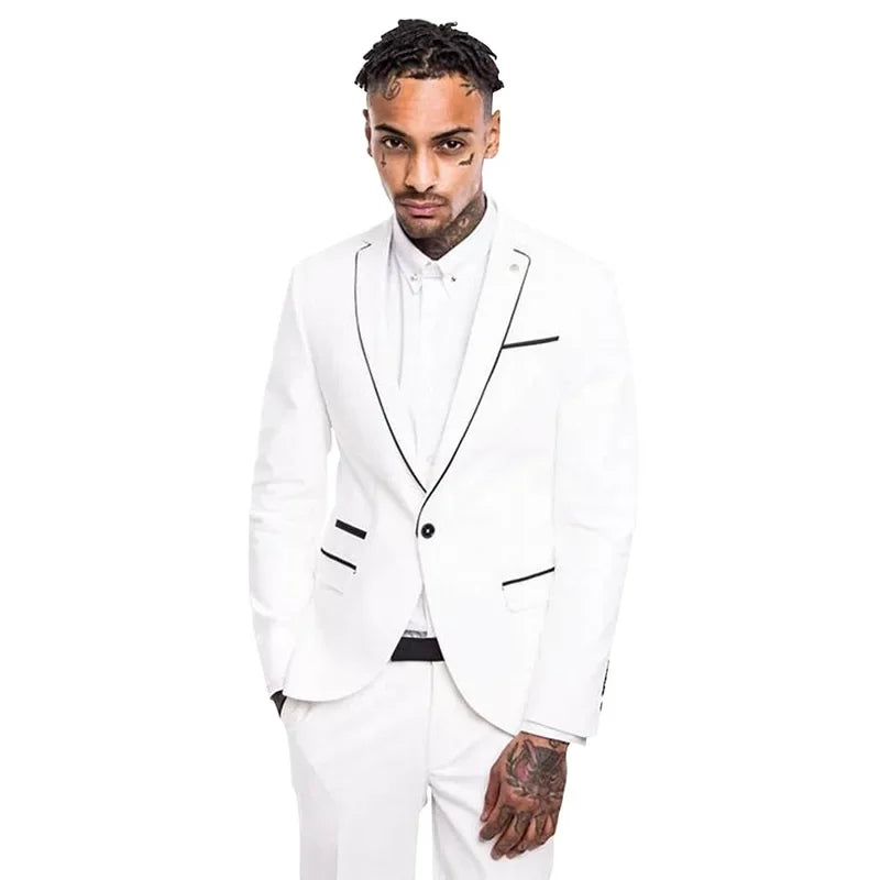 2-PieceCasual Men's Classic Style  Formal Suit One Button Notch Lapel Jacket & Trousers Groom Tuxedos Slim Fit Business Men Suit