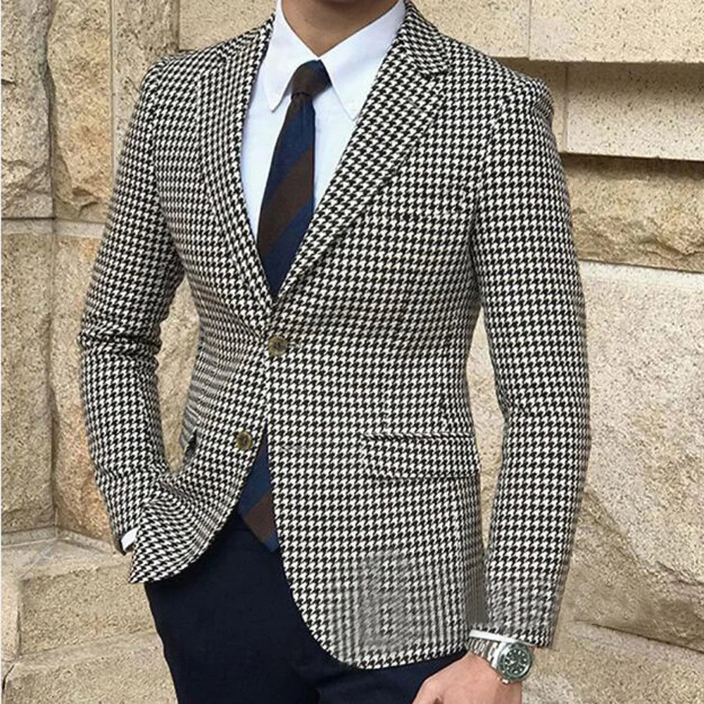 Fashion Lattice Men's Suit Slim Fit Prom Wedding Suits For Men Groom Tuxedo Jacket Pants Set Custom Casual Formal 2 Piece