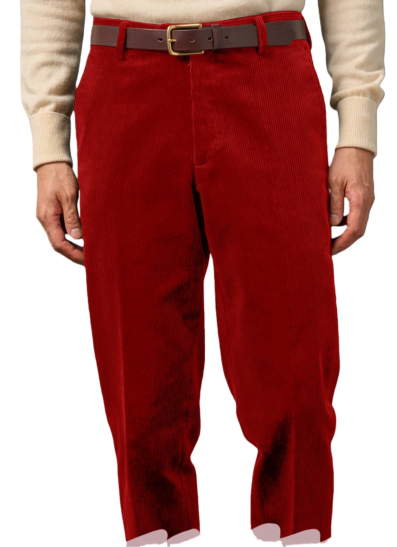 Men's Corduroy Pants High Waist Straight Classic Fit Wrinkle-Resistant Trousers For Business Casual Daily Wear Streetwear