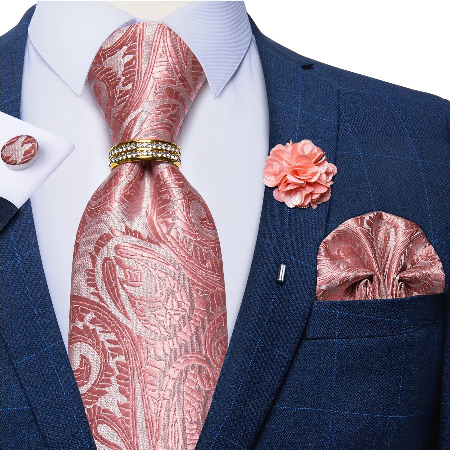 8cm Men Silk Tie White Solid Necktie Men's Formal Wedding Party Ties Cufflinks Hanky Flower Brooch Set Men Gift Corbatas DiBanGu