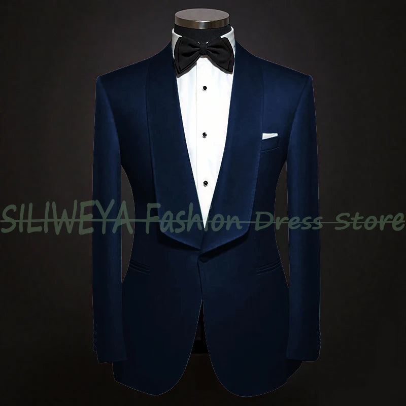 Single Breasted Men's Suit 2 Pieces Jacket Pants High Quality Male Clothing Dinner Party Tuxedo Customized