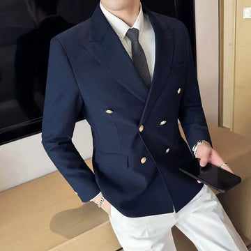 2023 Classic Luxury Mens Double Trestted Sonet Jacket Groom Casamento Tuxedos Business Casual Blazer Social Club Roupfits Suit Coat