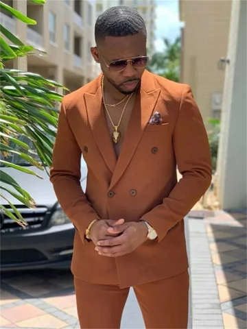 2 Pieces New Fashion Green Double Breasted Men Suits Wedding Slim Fit Tuxedo Terno Masculino Prom Groom Blazer Custom Made