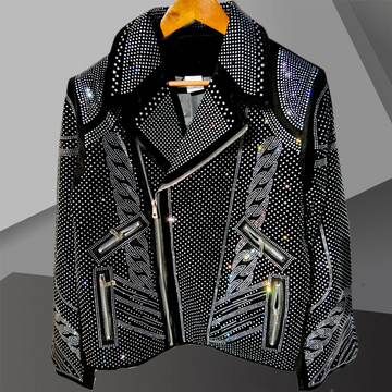Diamond Rhinestones Jacket Men Top Quality Luxury Hot Drill Punk Club Outfit Jacket Autumn Black Jacket Coat Jaqueta Bomber