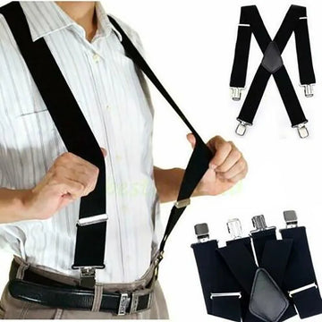 25mm Wide Men Suspenders High Elastic Adjustable 4 Strong Clips Suspender Heavy Duty X Back Trousers Braces