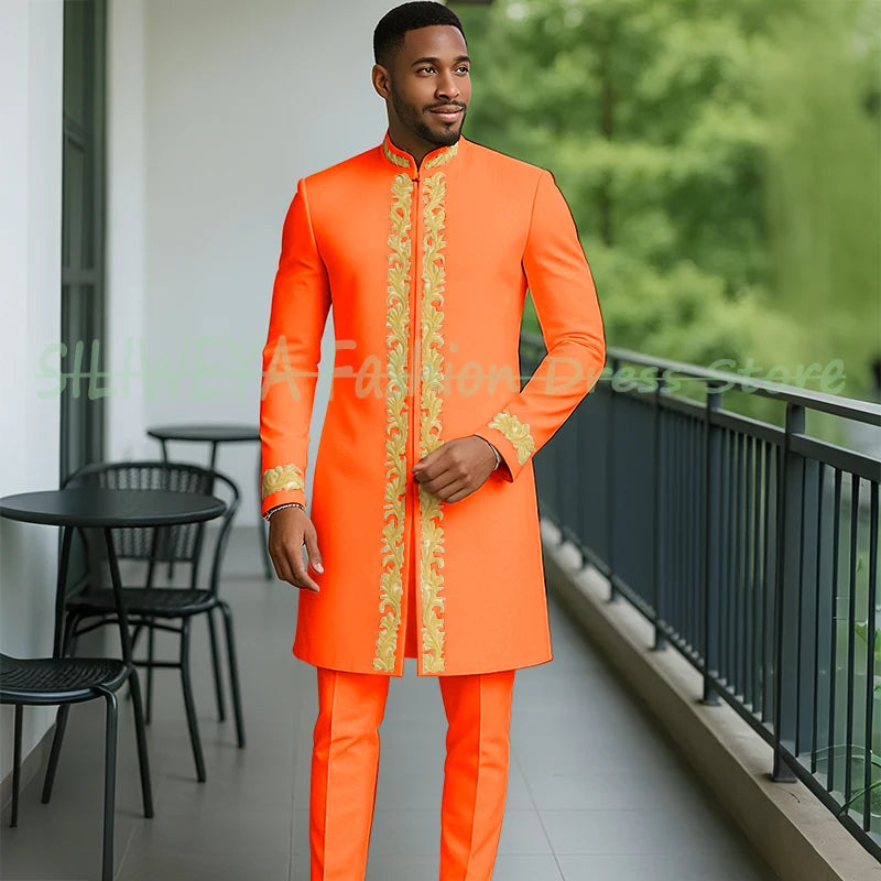 High Quality Men Retro Figure Slim Fit Tuxedo Prom Suit Fashion White Male Groom Wedding 2 Pieces Blazer Set