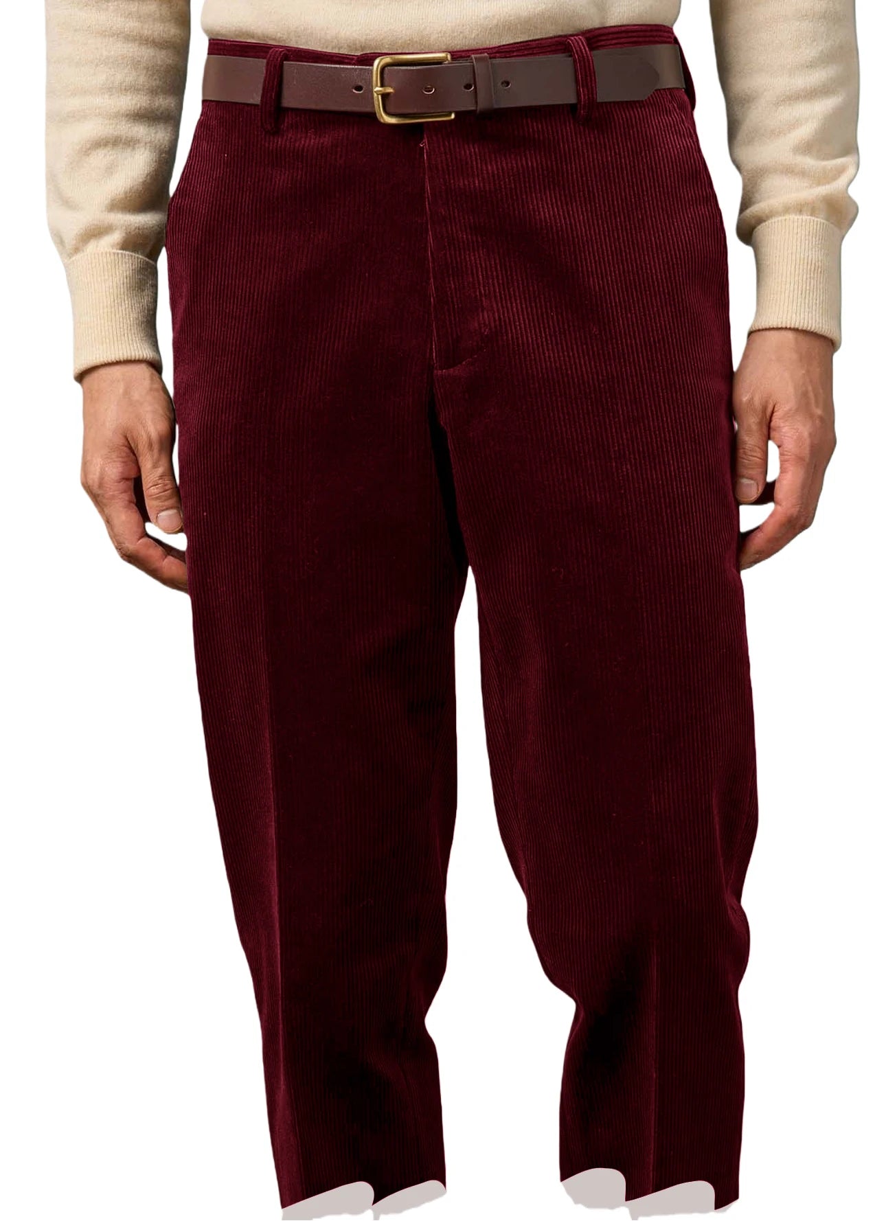 Men's Corduroy Pants High Waist Straight Classic Fit Wrinkle-Resistant Trousers For Business Casual Daily Wear Streetwear