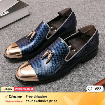 New men's dress shoes men's classic gentleman's wedding ball shoes luxury British crocodile pattern Oxford shoes.