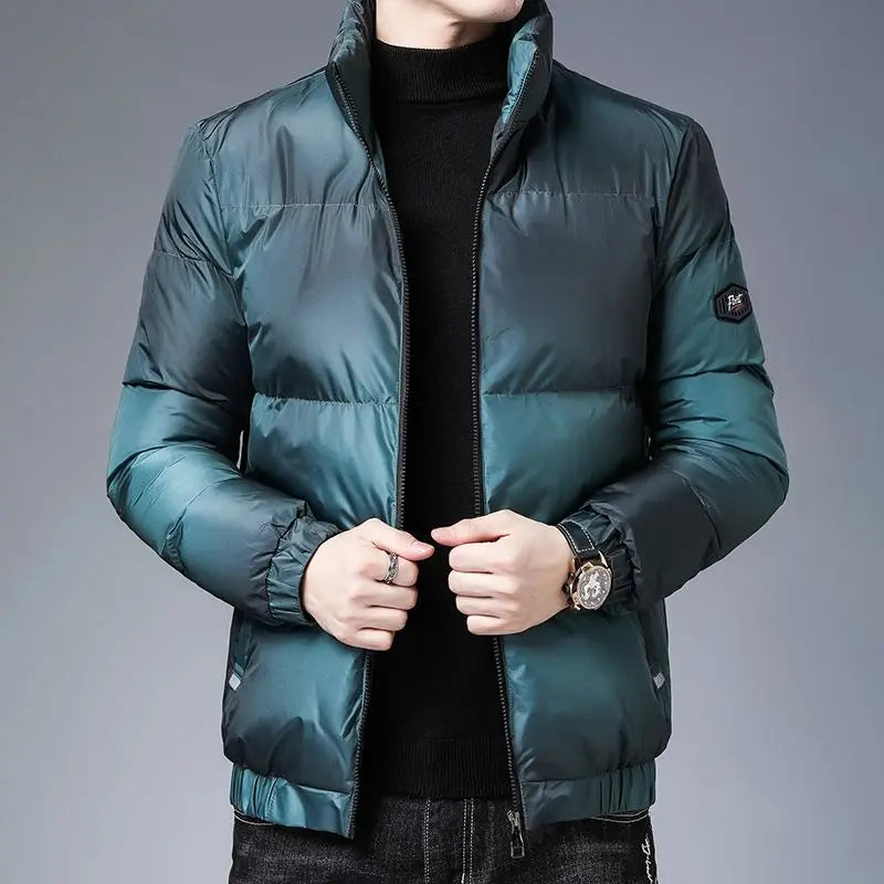 High Street Now Down Parkas Men Winter Chic Down Thicken Jacket Thermal Handsome Gradient Stand-up Collar Home Comfortable Coat