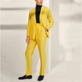 Solid Yellow Men's Suit Chic Peak Lapel Fashion Blazer Double Breasted High Street Male Clothing Casual Outfit Jacket Pants