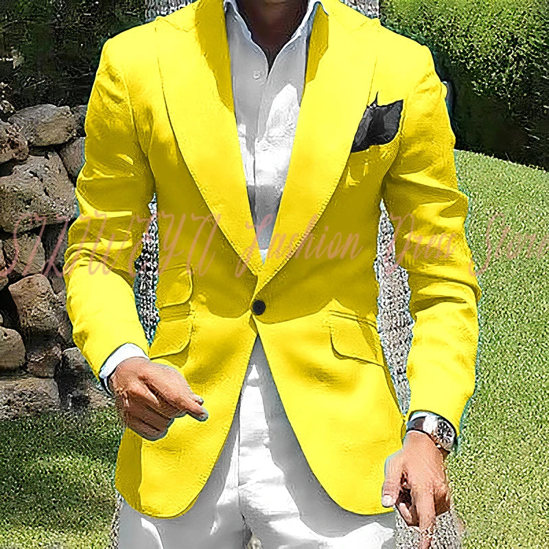 Fashion Single Breasted 2 Pieces Men's Suit Jacket Pants High Quality Boutique Male Clothing Customized