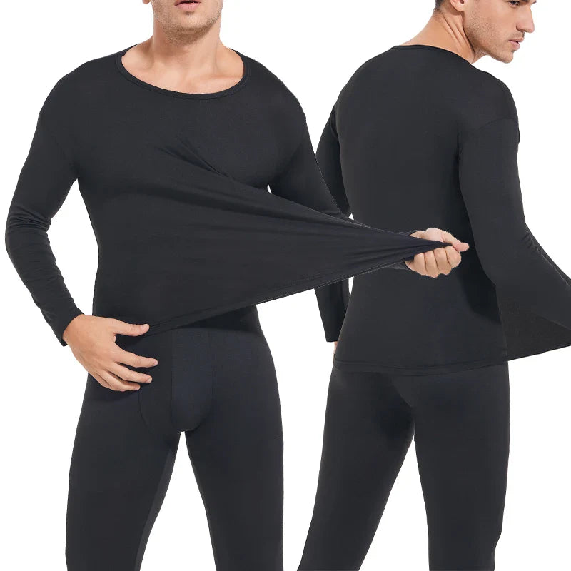 Thick Fabric Men Thermal Underwear Set 2 pack Long Johns with Hot Fleece Lined Base Layer Keep Warm Cold Weather Top Bottom