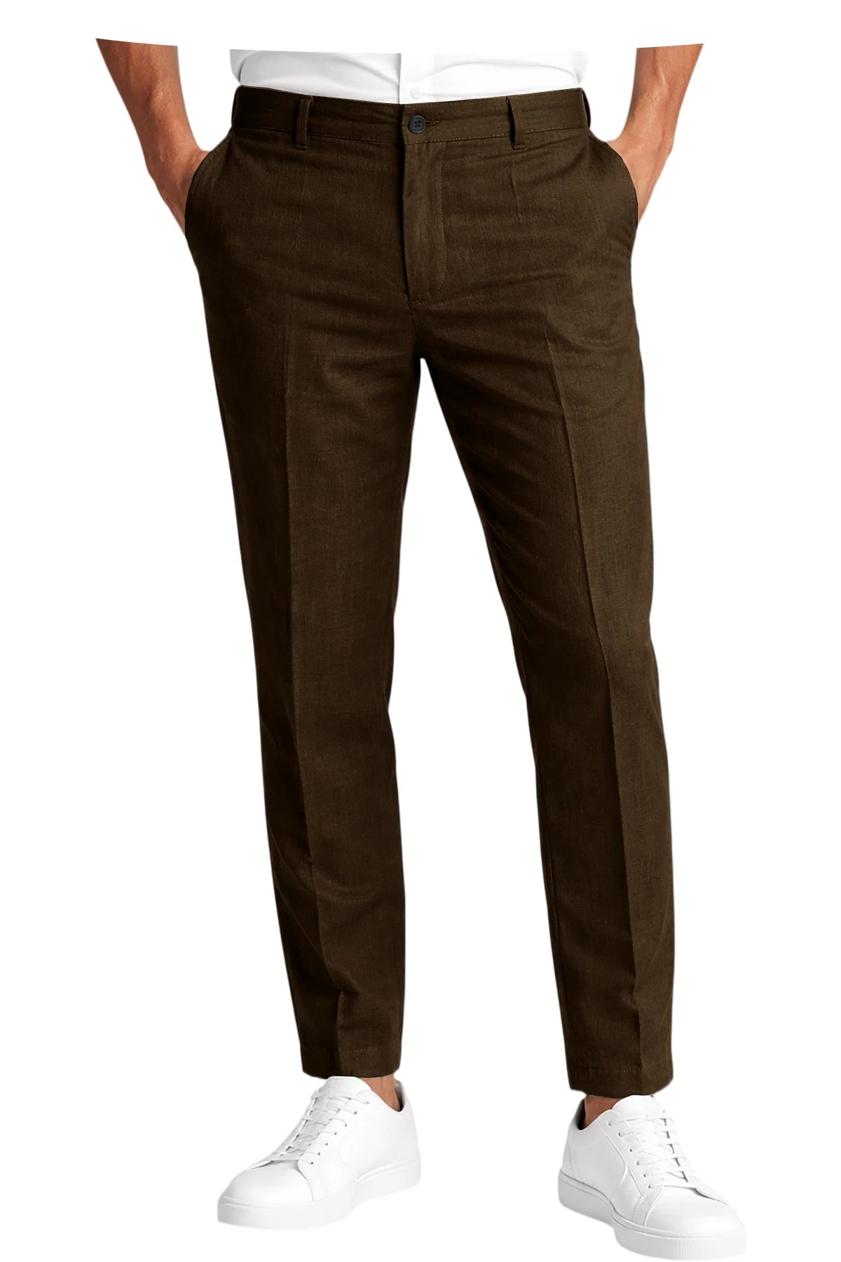 Men's Premium Linen Blend Pants Lightweight Slim Fit Wrinkle-Resistant Trousers Business Office Summer Casual Formal Wear