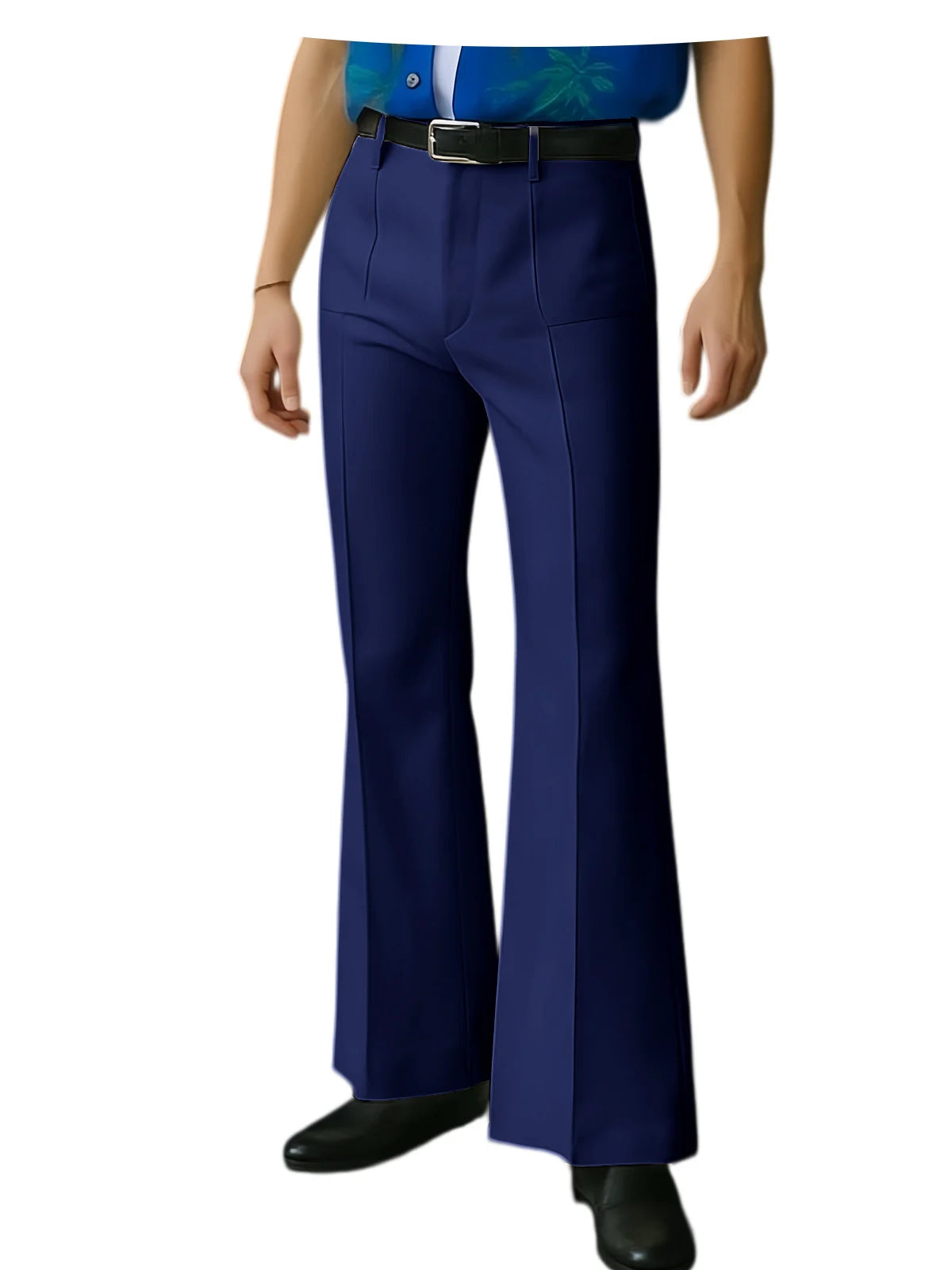 Vintage Men's Flare Pants High Waist Pleated Suit Trousers Formal Business Bell Bottom Pants For Casual Party Wedding Streetwear