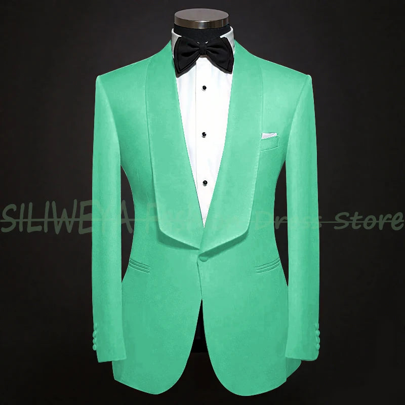 Single Breasted Men's Suit 2 Pieces Jacket Pants High Quality Male Clothing Dinner Party Tuxedo Customized