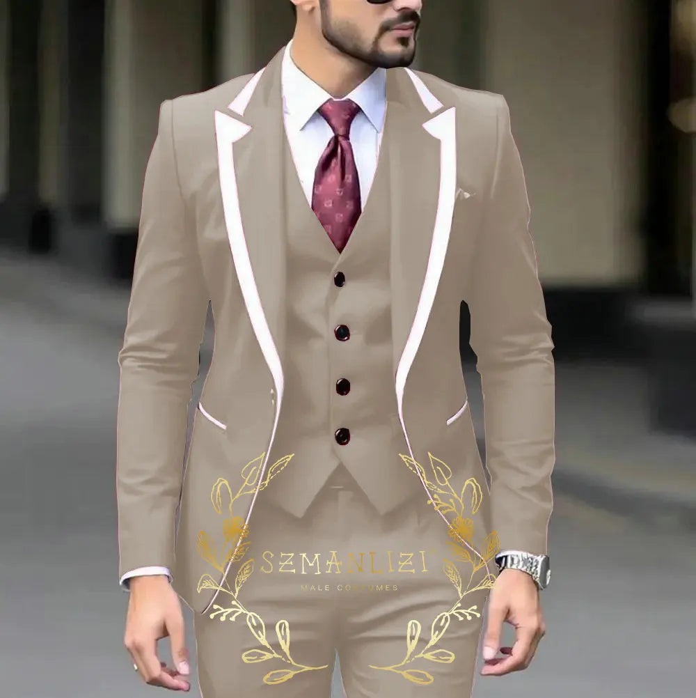 Royal Blue Wedding Tuxedos Men Suit Peak Lapel Terno Masculino Slim Fit Groom Prom Man Blazer Custom 3 Pieces Jacket Pant Vest