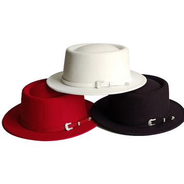 Vintage Pork Pie Hat Mens Rolled Brim Felt Fedora Hat with Feather Gentleman Church Cap Trilby Jazz Hats