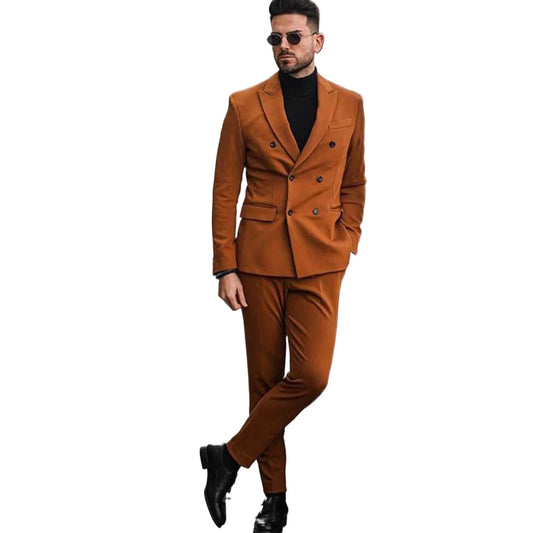 Costume Made Double Breasted Slim Fit Wedding Blazer Sets 2 Pieces Men's Suits Prom Blazer Pants