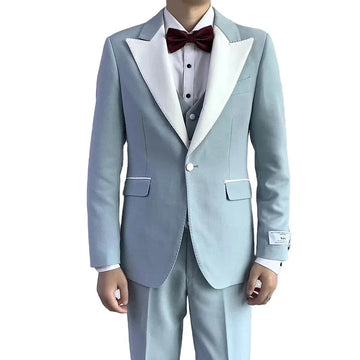 White Peaked Lapel Men Suits Costume Wedding Groom Tuxedos Terno Masculino Slim Fit Prom Blazer Trousers
