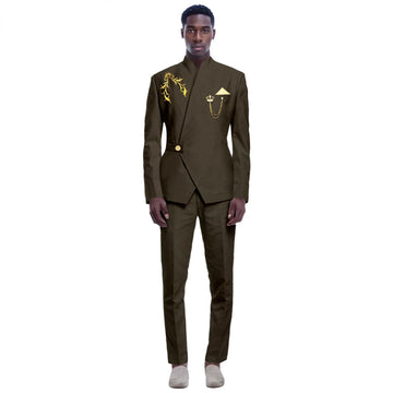 New Yellow Men Suits Latest Design Lapel One Button Casual Slim Male Suit Business Wedding Groom Elegant 2 Piece Blazer Pants